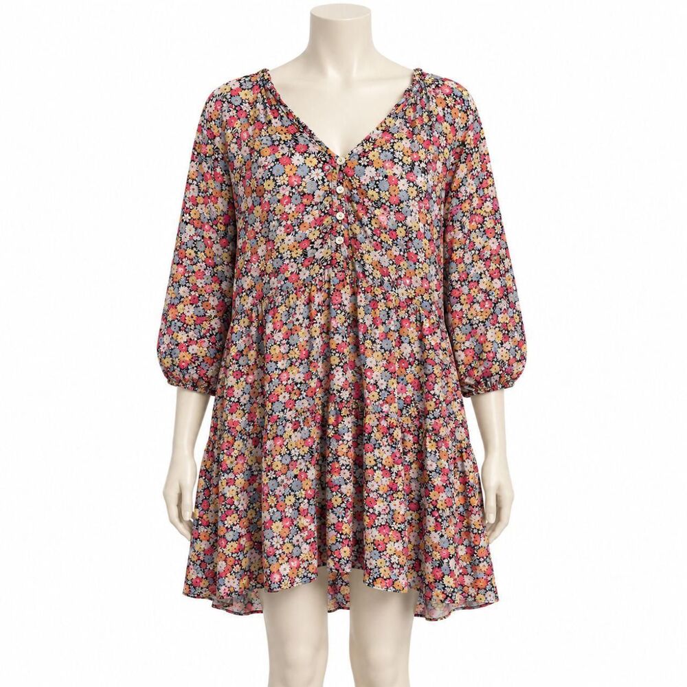 Gap Floral Fairycore Mini Dress Multicolored XL Coquette Vintage Inspired Outfit
